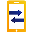 Illustration: mobile phone displaying data transfer.