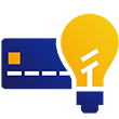 Illustration of light bulb partially overlapping a Visa chip card.